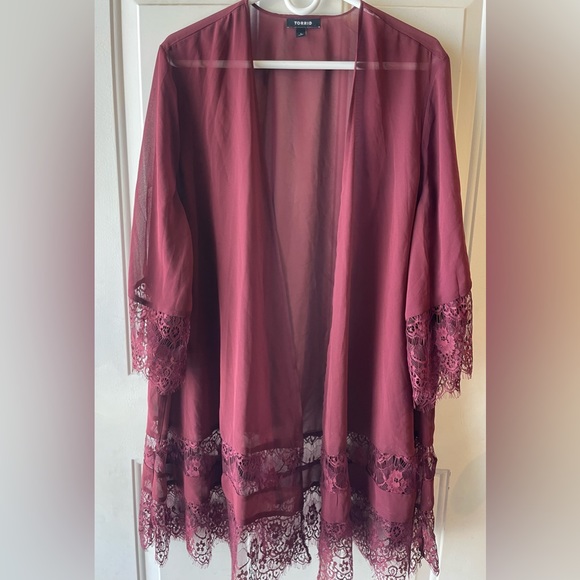 Burgundy Torrid Kimono - Picture 2 of 2
